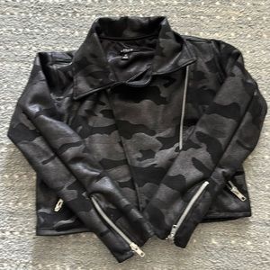 Moto style animal print jacket